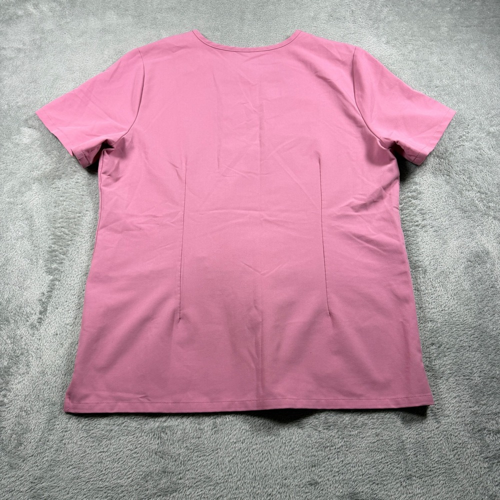 FIGS Casma Scrub Top Womens Large Pink V-Neck Short Sleeve FW1100 - Picture 3 of 9